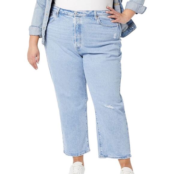 Levi's Denim - NWT Levi's Ribcage Straight Light Distress Ankle Jeans Light Wash Plus Size 20W